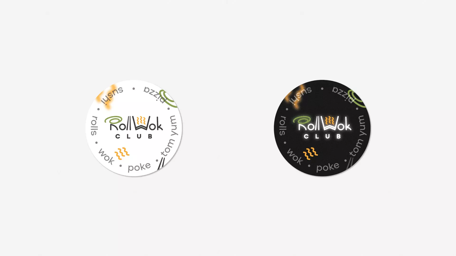 Разработка наклеек для суши-бара «Roll Wok Club» в Кореновске